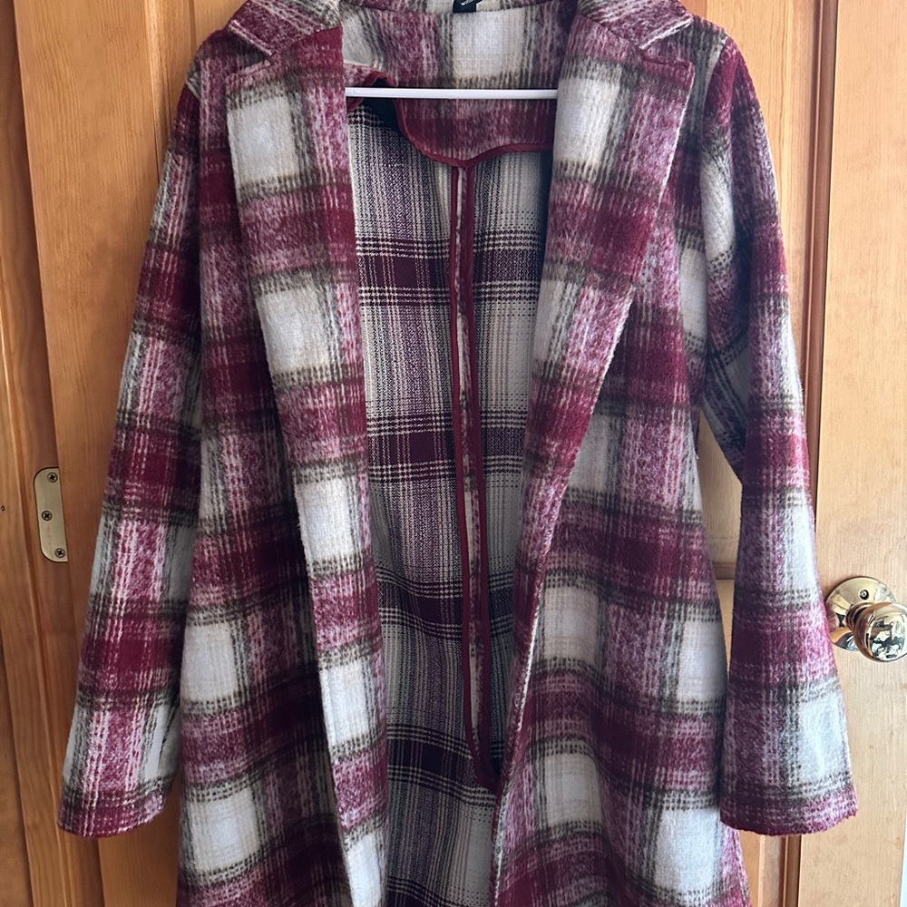 Windsor Burgundy and Cream Plaid Coat